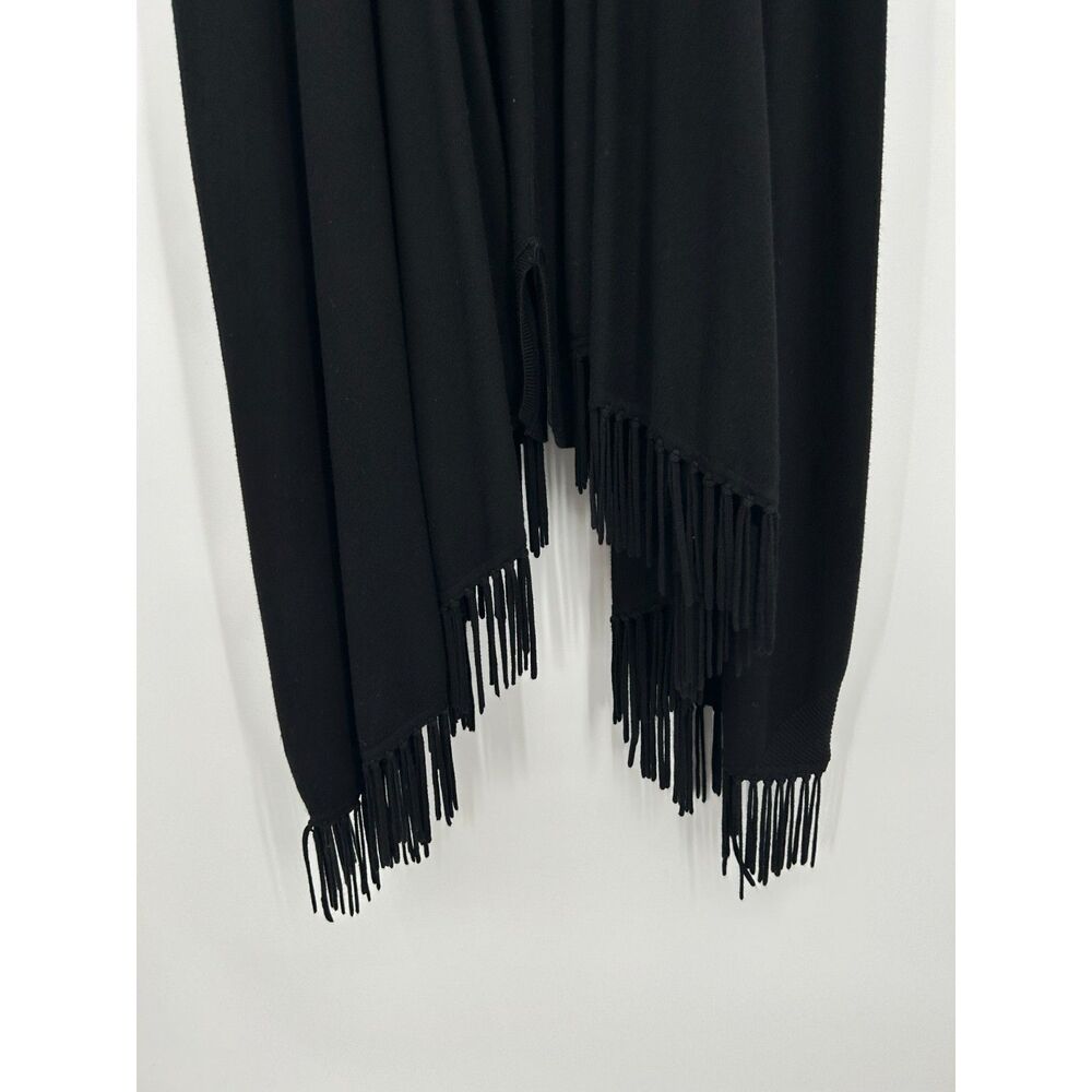 ALCEE Black Sleeveless Open Front Fringe Long Knit Duster Vest Cardigan Large - Picture 4 of 5